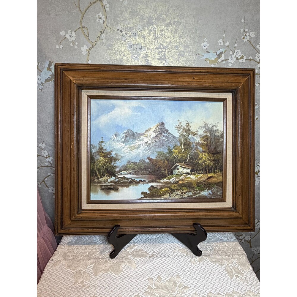 Original G Whitman Hazel Patton Mountain Landscape Oil Painting Rustic Decor